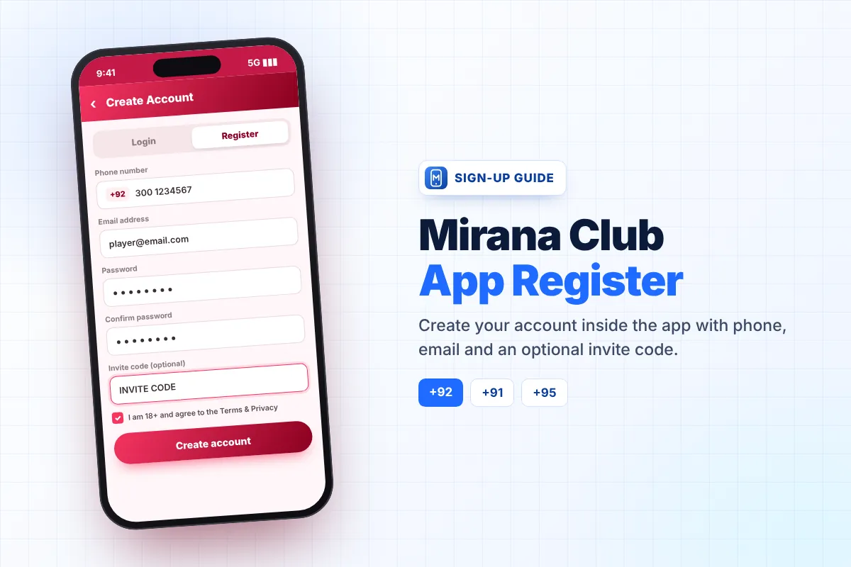 Mirana Club App Register – Create Your Account in the App
